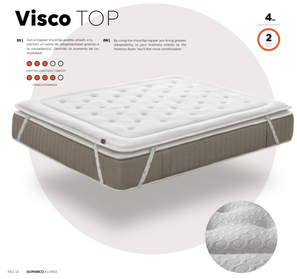 Topper Visco TOP - Capas y materiales: Stretch, Innogel, Thermofiber, Highfoam, Airtex