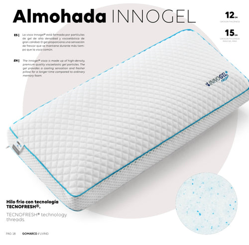 Almohada Innogel® con tecnología TECNOFRESH® - vista lateral y detalle del gel