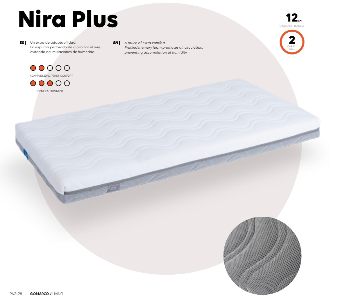 Colchón Nira Plus – vista exterior, 2 caras